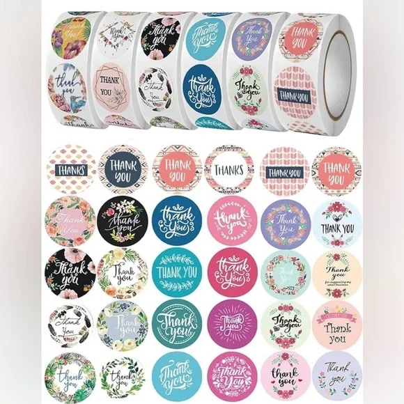 Thank You Stickers Roll 500 COUNT ROLL - RANDOM ROLL - Picture 2 of 11
